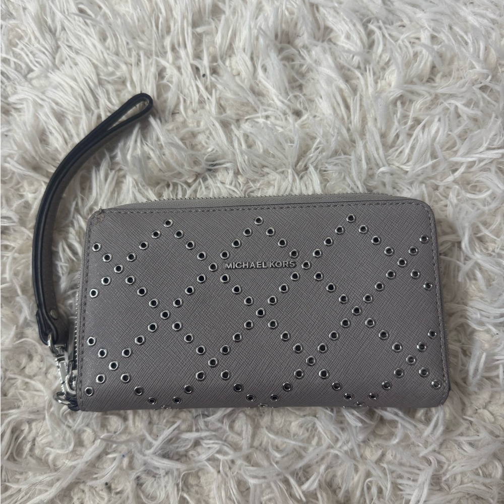 Michael Kors Gray Wristlet Clutch